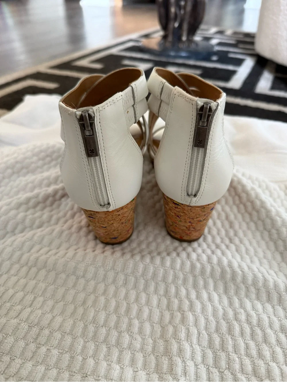 Lucky Brand white strappy gladiator sandal wedge big kids 3